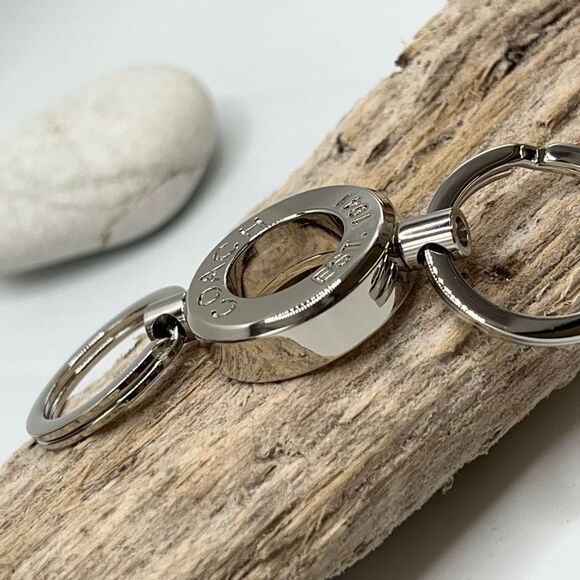 Silver Coach Dual Fob Purse Cham Key Chain - Picture 6 of 7